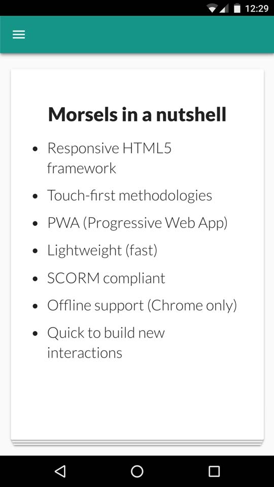 An example of the Morsels framework showing a card